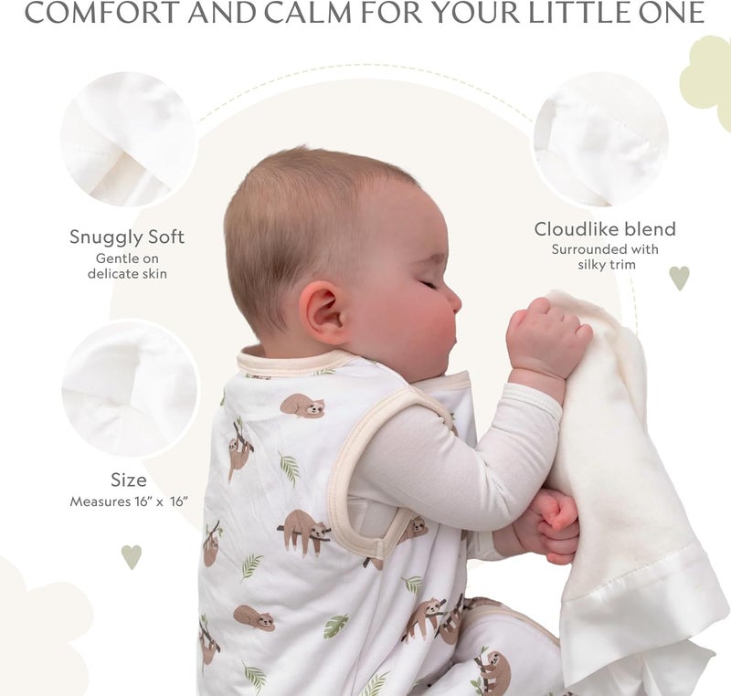 Bamboo Little Ultra-Soft Lovey Security Blanket - Baby Essentials, Newborn Essentials, Ultra-Soft Fleece Baby Blanket with Satin Trim – 16" x 16" - Cream - Image 2